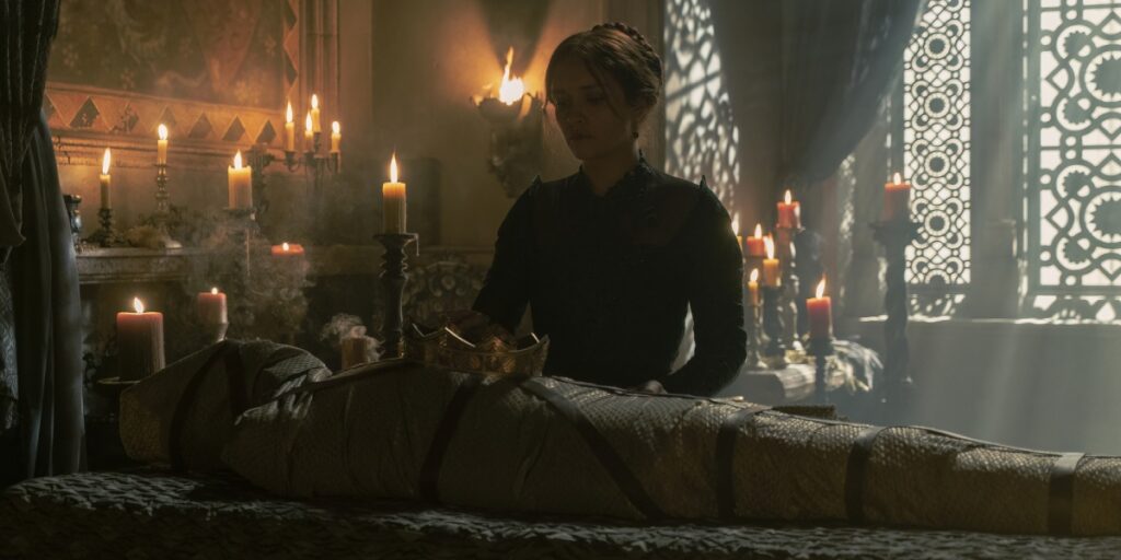 Alicent y el cadáver de Viserys I