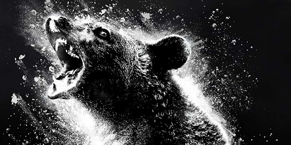Oso vicioso o cocaine bear, detalle del cartel oficial