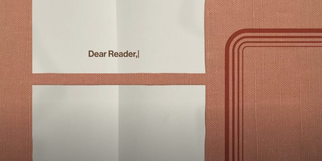 Portada de la letra de 'Dear reader'